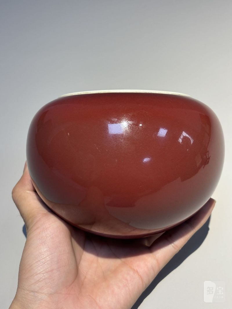    清雍正 霁红釉钵（附红木座） - 图4